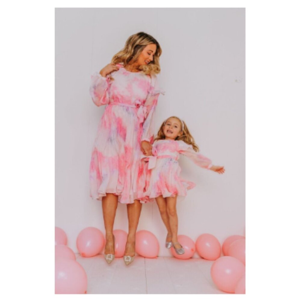 Ivy City Co Pink Tie-Dye Chiffon Girls Dress